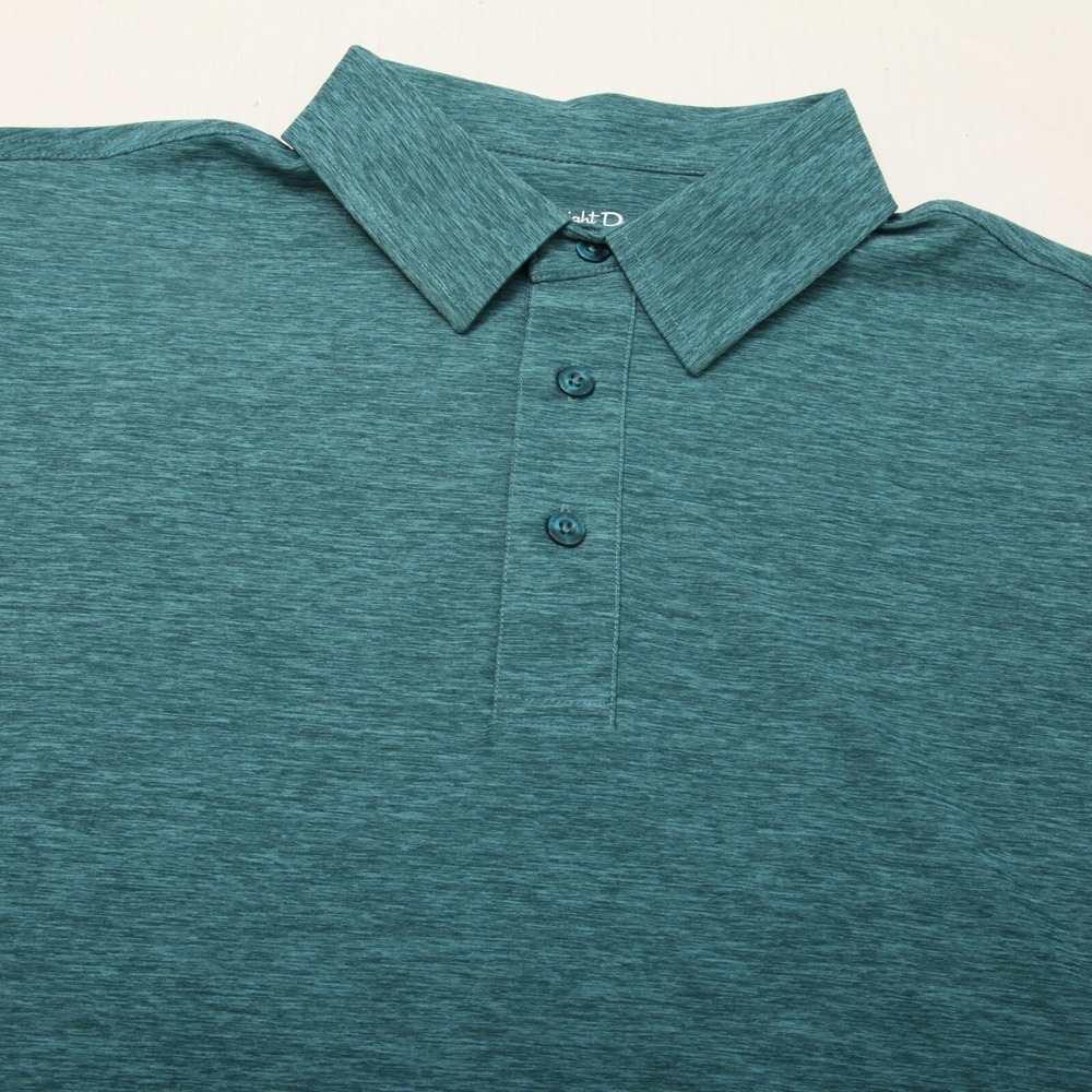 Straight Down Polo Shirt Mens Large Teal Space Dye Short Sleeve Golf Performance